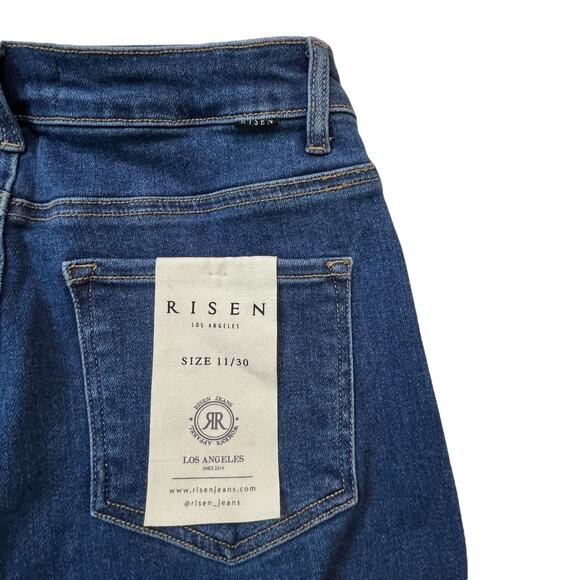 Risen Jeans Wide Leg High Rise Denim Pants 11/30 30x33 Raw Hem NWT - Picture 5 of 12